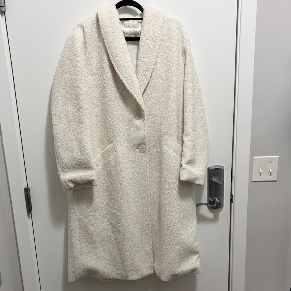 Splendid Cream Teddy Coat with Shawl Collar